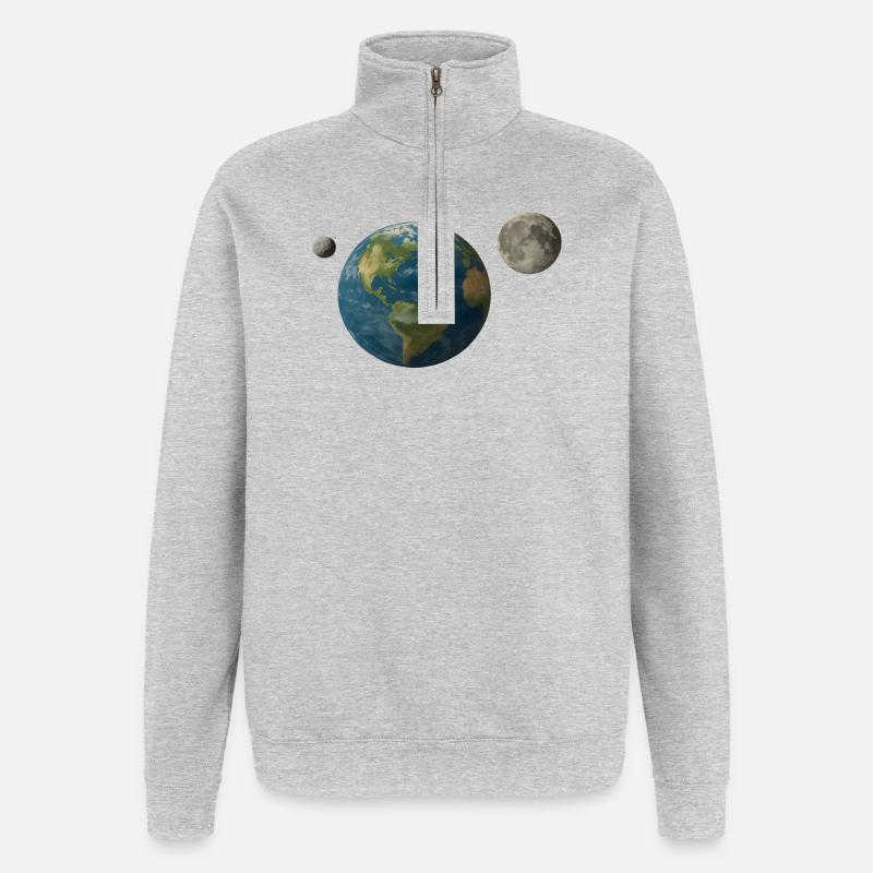 Terre avec deuxième lune 2025 PN7 - Sweat à zip 1/4 - gris chiné