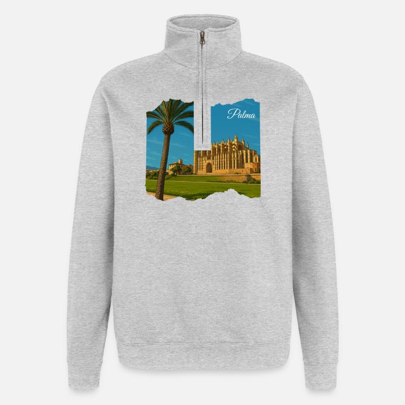 Mallorca Palma Kathedrale - Quarter-Zip-Sweatshirt - Grau meliert