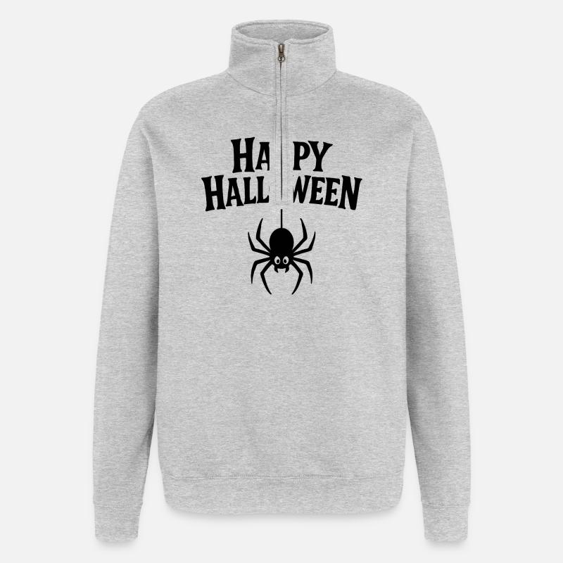 Conception de joyeux Halloween - Sweat à zip 1/4 - gris chiné