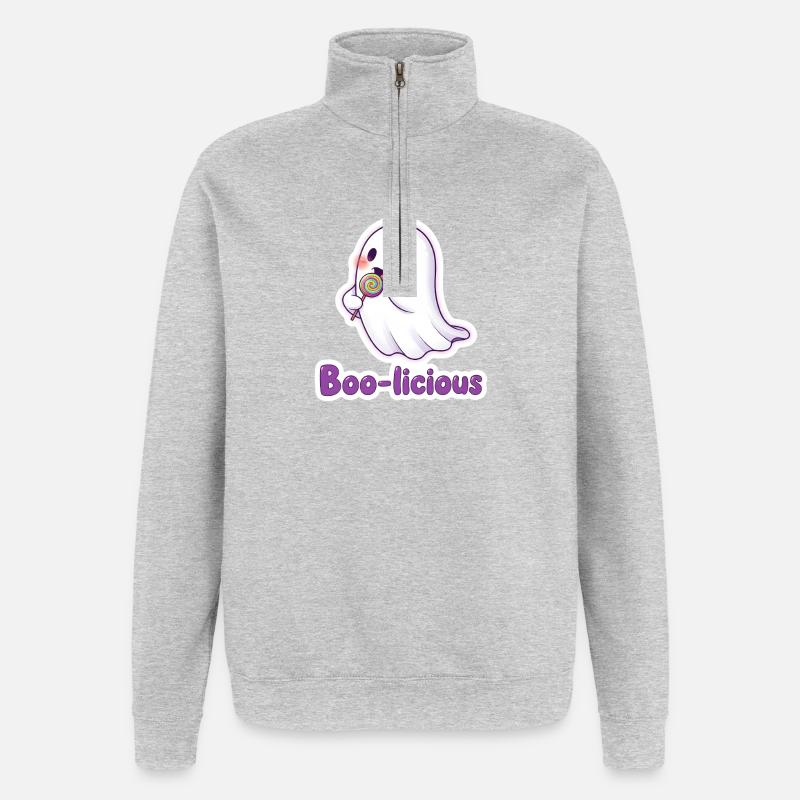 Boolicious Sweet Ghost - Quarter-Zip Sweatshirt - heather grey