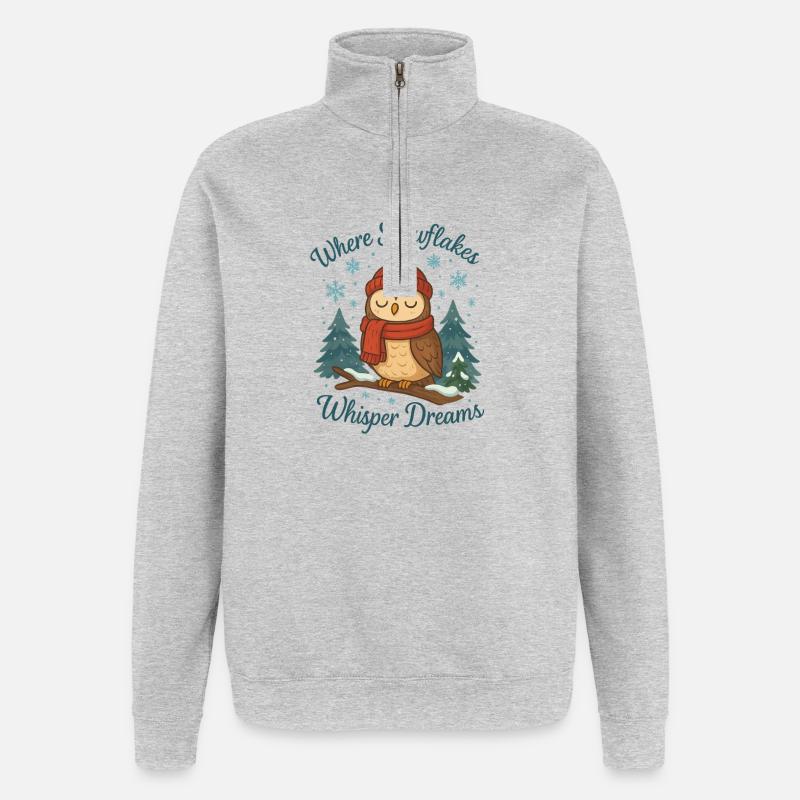 Wintereule – Where Snowflakes Whisper Dreams - Quarter-Zip Sweatshirt - heather grey