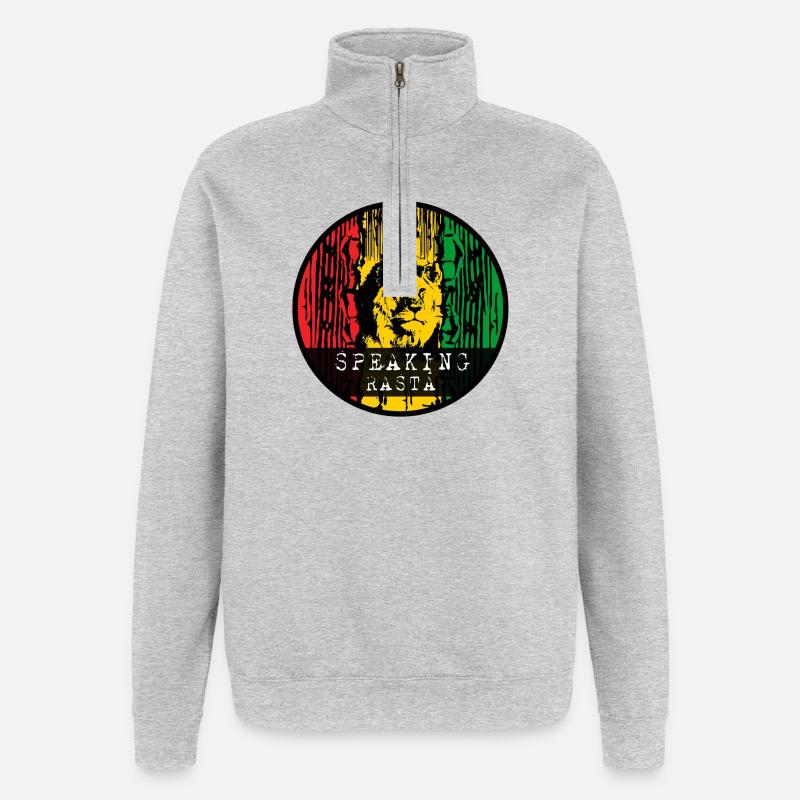 Löwe im Rasta Stil - Quarter-Zip-Sweatshirt - Grau meliert