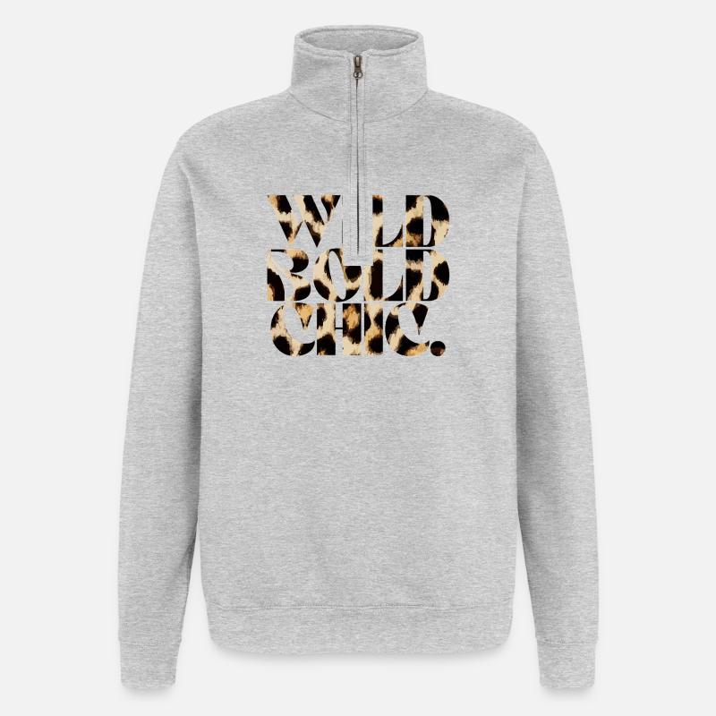 Wild Bold Chic Typografie - Quarter-Zip-Sweatshirt - Grau meliert