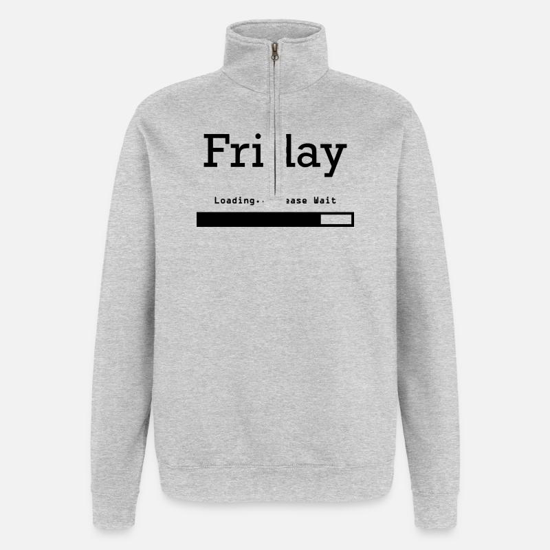 Friday Loading: Finally Friday & Weekend - Quarter-Zip Sweatshirt - heather grey