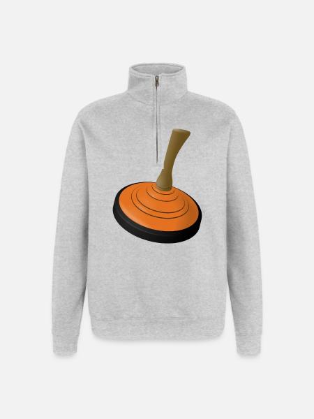 EISSTOCK-ORANGE_FUR_WUNSCHNAME - Quarter-Zip-Sweatshirt - Grau meliert