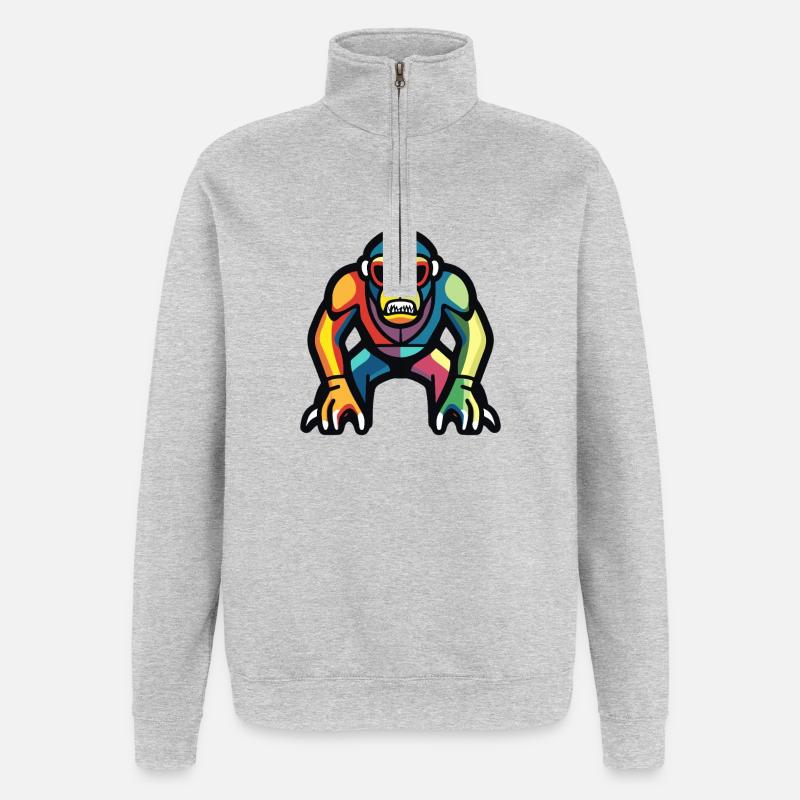 Gorilla Halloween Comic Lustig - Quarter-Zip-Sweatshirt - Grau meliert