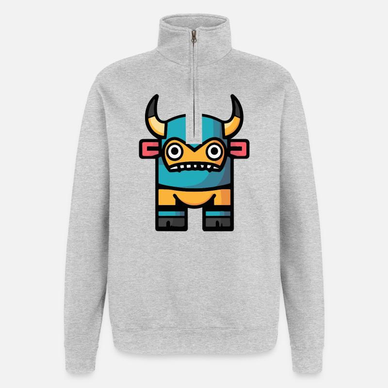 Stier Halloween Comic Bulle - Quarter-Zip-Sweatshirt - Grau meliert