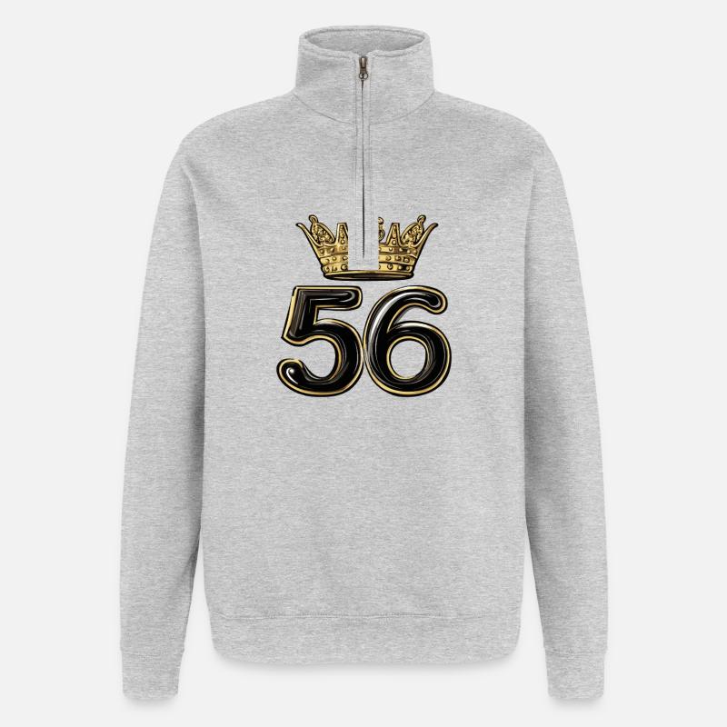 56 Zahl Krone - Quarter-Zip-Sweatshirt - Grau meliert