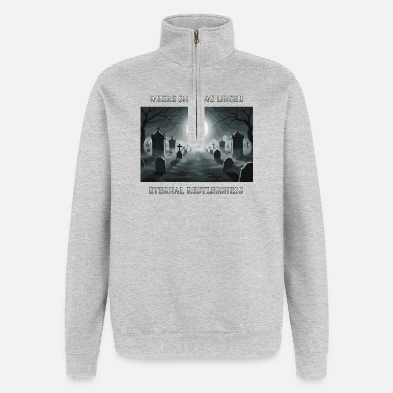 Ombres éternelles dans le cimetière - Sweat à zip 1/4 - gris chiné