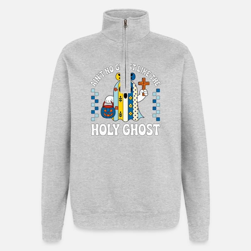 Ain't_No_Ghost_Like_The_Holy_Ghost - Quarter-Zip-Sweatshirt - Grau meliert
