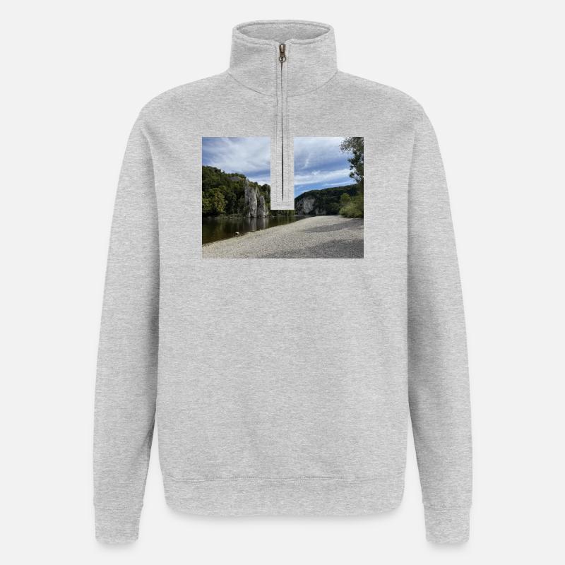 Flussklippen Kelheim Landschaft Donaudurchbruch - Quarter-Zip-Sweatshirt - Grau meliert
