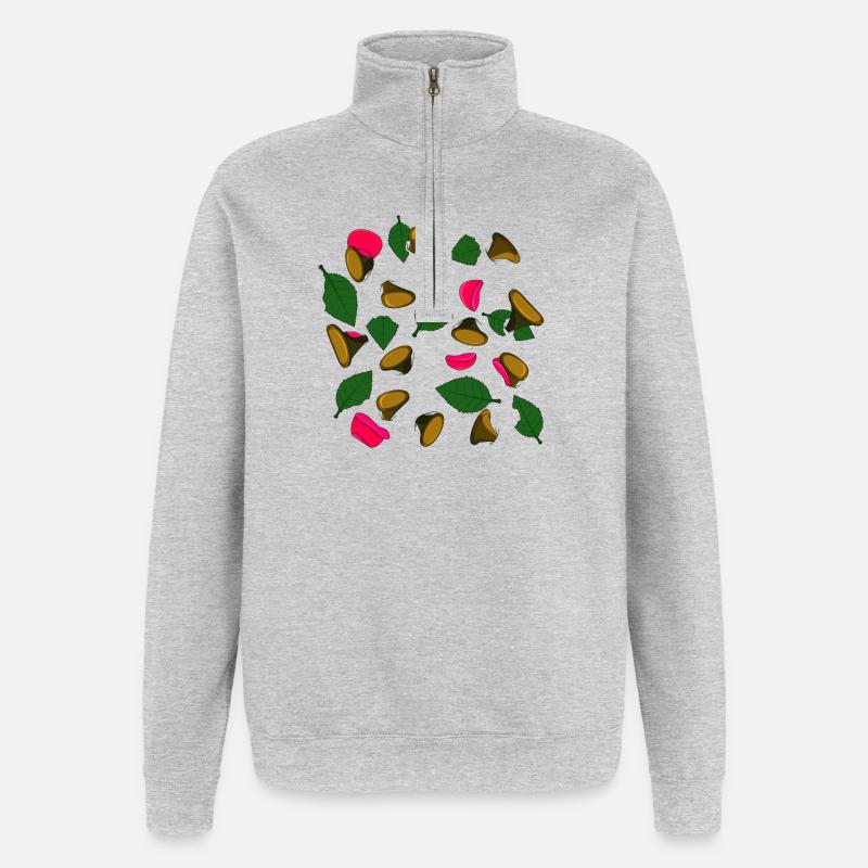 CHEMIN - Sweat à zip 1/4 - gris chiné