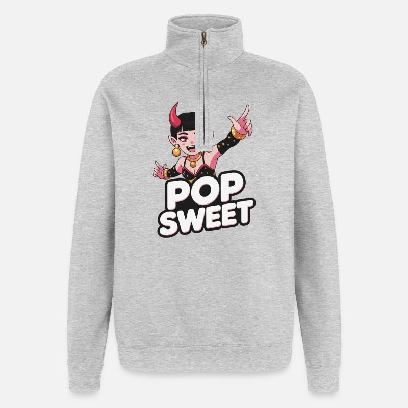 Pop Sweet Devilette - Sweat à zip 1/4 - gris chiné