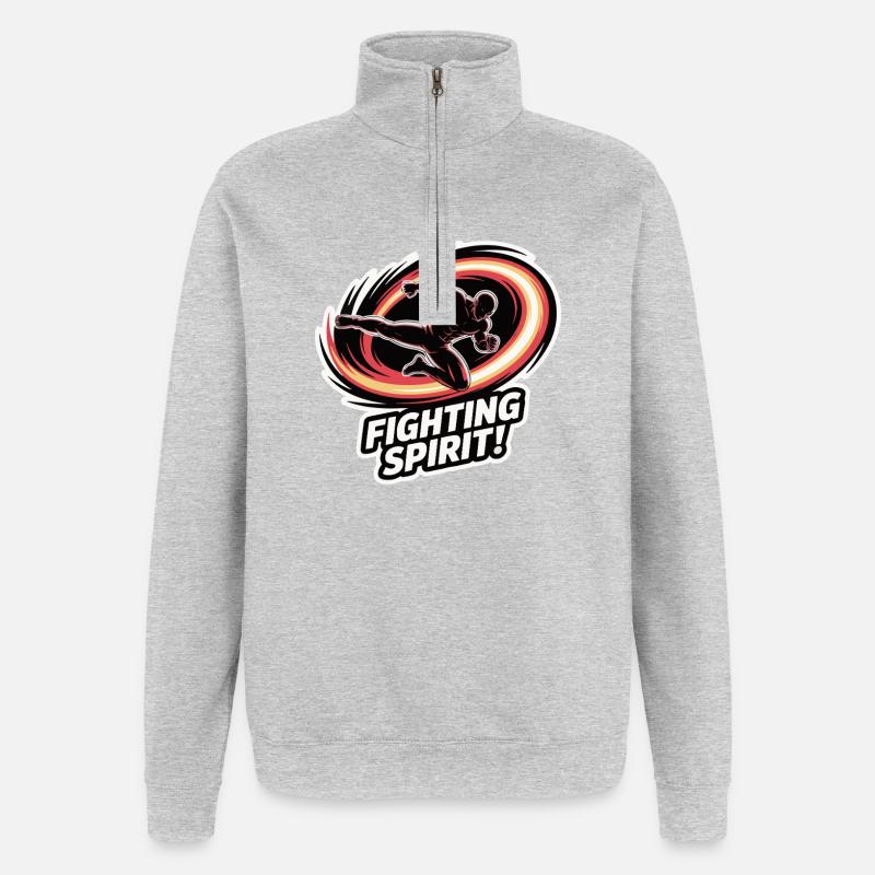 Ausbruch des Kampfgeistes - Quarter-Zip-Sweatshirt - Grau meliert