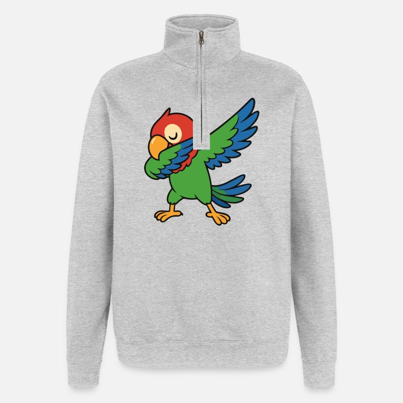 Parrot Dabbing Comic - Quarter-Zip Sweatshirt - heather grey
