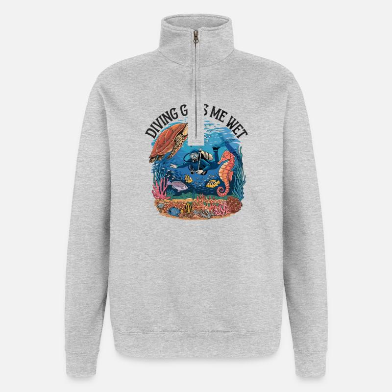 La plongée m’emmène dans l’aventure aquatique - Sweat à zip 1/4 - gris chiné