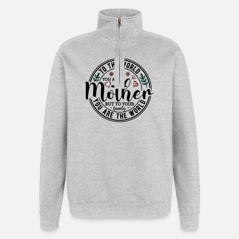 Vous êtes une Mère - Sweat à zip 1/4 - gris chiné