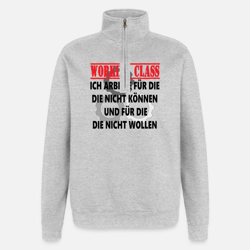 Working Class Gears - Quarter-Zip Sweatshirt - heather grey