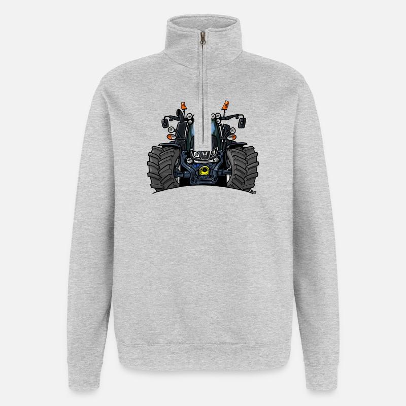 1396-SCHWARZ-V-TRAKTOR - Quarter-Zip-Sweatshirt - Grau meliert