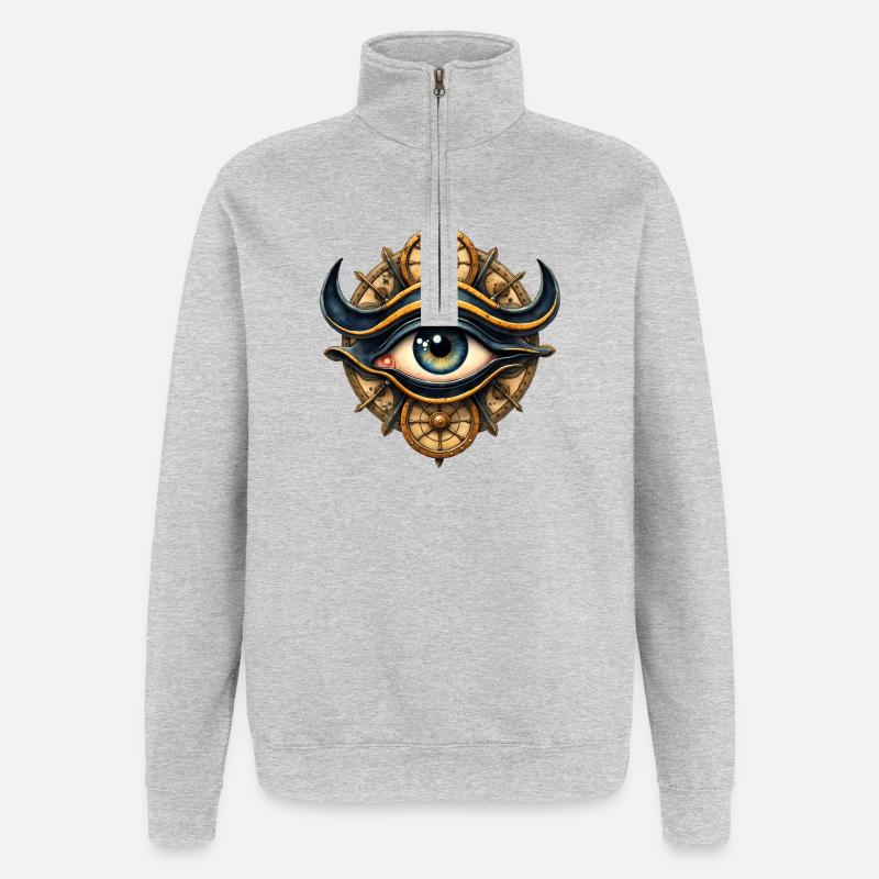 Oeil de vapeur avec roues - Sweat à zip 1/4 - gris chiné