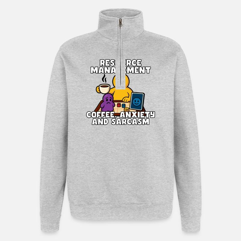 Ressourcenmanagement: Kaffee & Angst - Quarter-Zip-Sweatshirt - Grau meliert