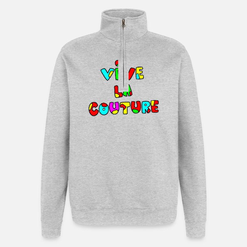 VIVE LA COUTURE ! - Sweat à zip 1/4 - gris chiné
