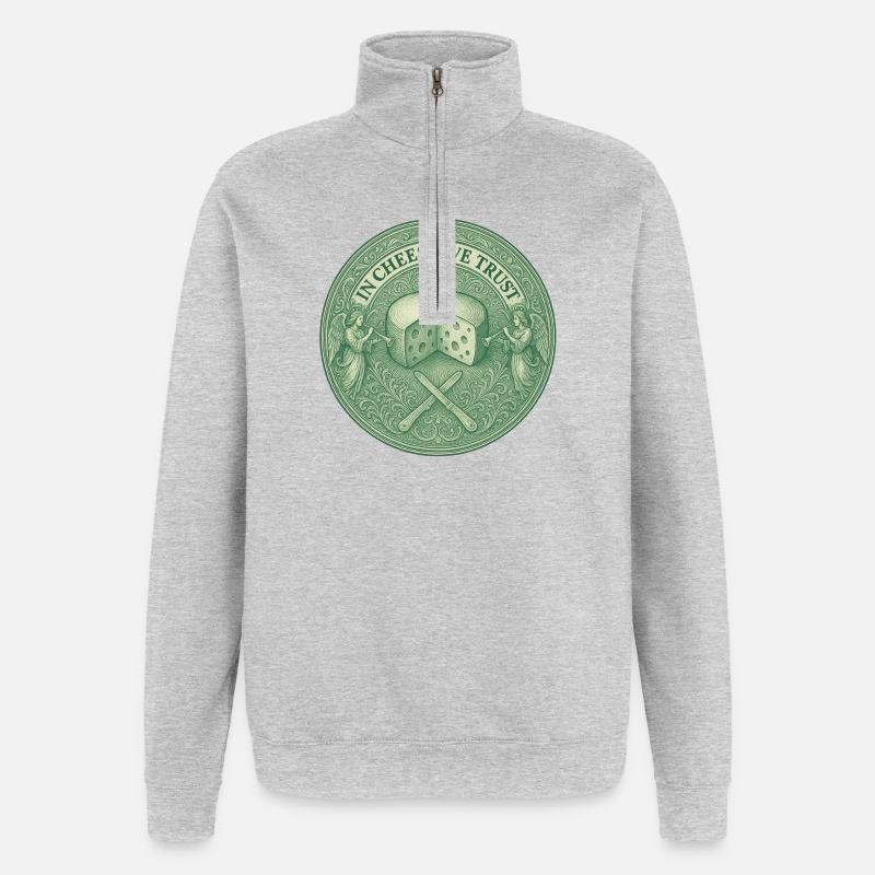 Dans le fromage, nous faisons confiance - Sweat à zip 1/4 - gris chiné