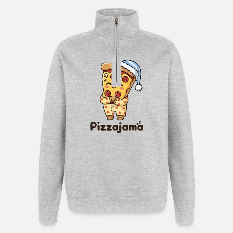 Pizzajama Pyjama fatigué Pizza Fun Citation - Sweat à zip 1/4 - gris chiné