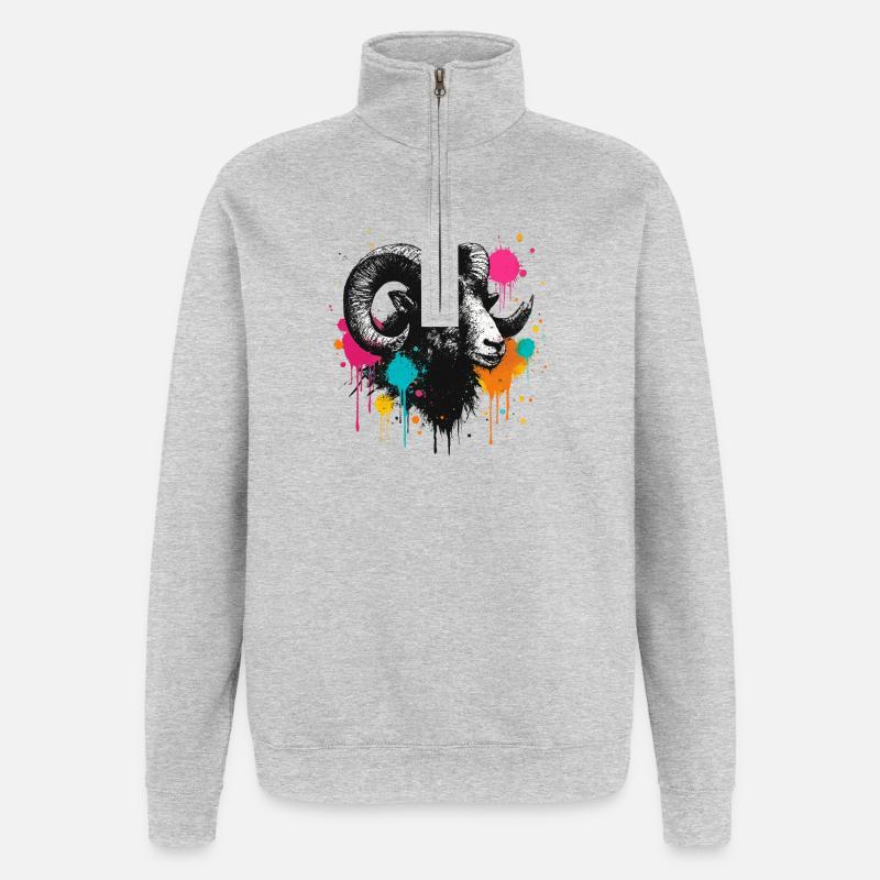 Widderkopf Graffiti Farbexplosion - Quarter-Zip-Sweatshirt - Grau meliert