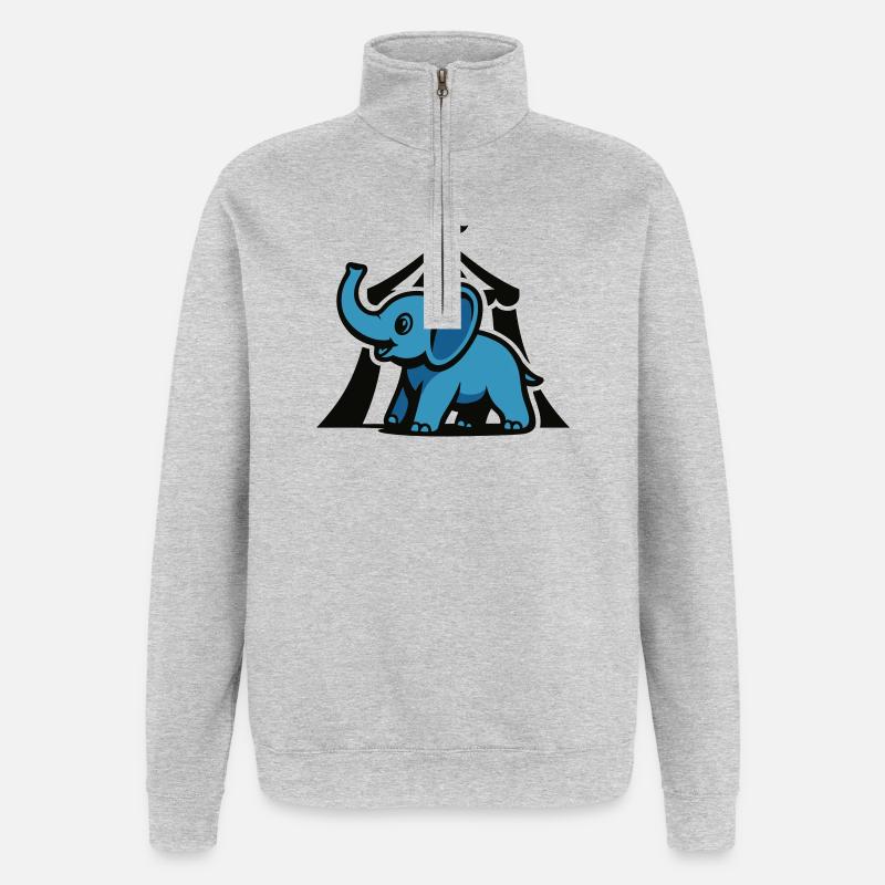Blue Circus Elephant - Quarter-Zip Sweatshirt - heather grey