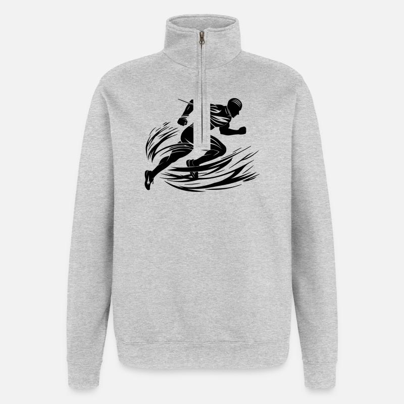 Sprinter in Motion - Quarter-Zip Sweatshirt - heather grey