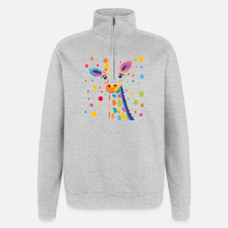 Königliche Giraffe Farbkonfetti - Quarter-Zip-Sweatshirt - Grau meliert