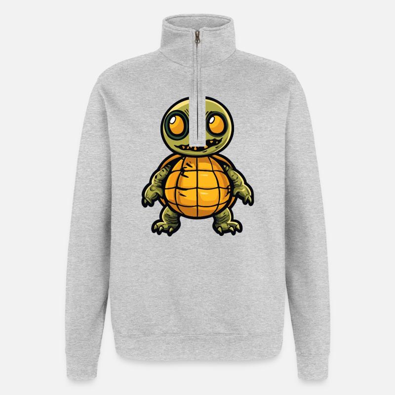 Schildkröte Halloween Comic Lustig - Quarter-Zip-Sweatshirt - Grau meliert