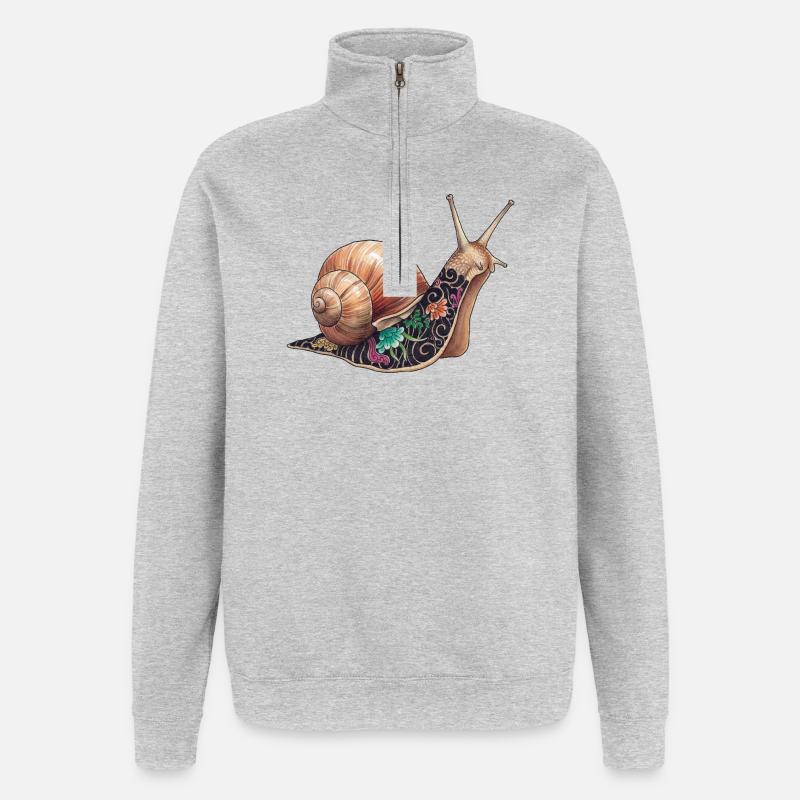 Yakuza Snail – Die langsame Tinte - Quarter-Zip-Sweatshirt - Grau meliert