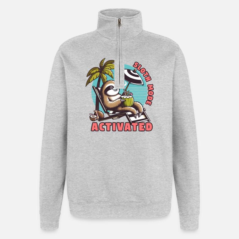 Faultiermodus - Mode paresseux activé Rela défectueux - Sweat à zip 1/4 - gris chiné