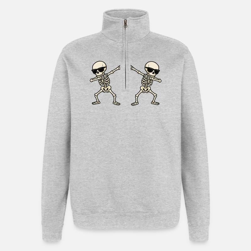 Duo di danza scheletro con occhiali da sole - Felpa con zip 1/4 - grigio melange