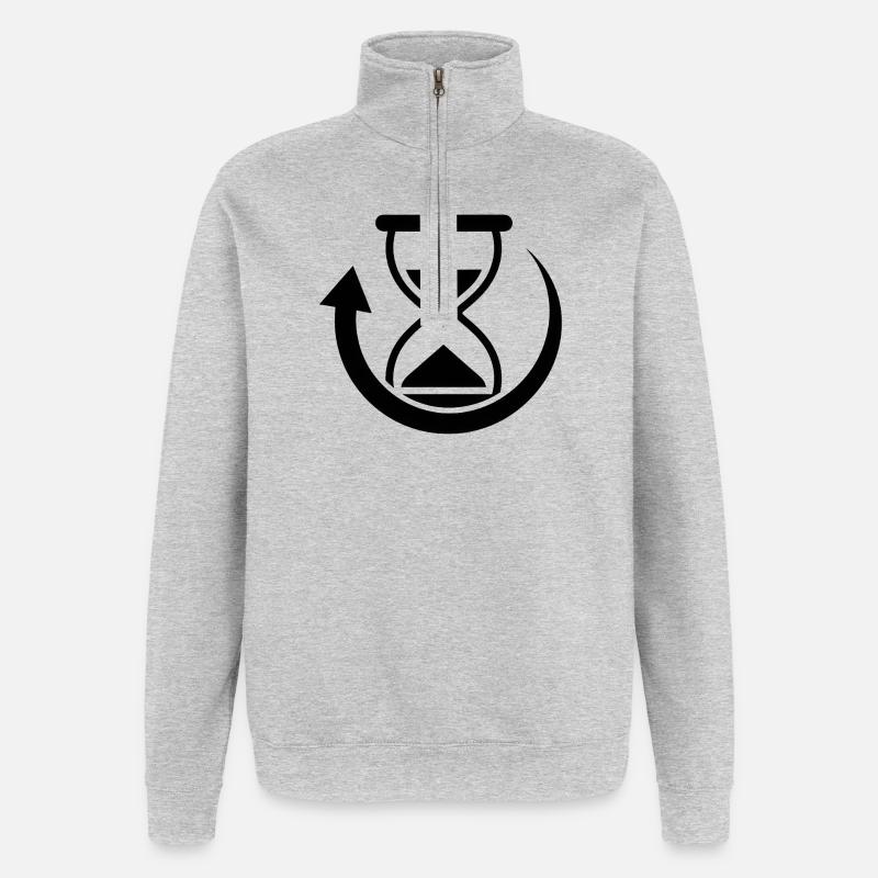 Graphiques de rotation temporelle - Sweat à zip 1/4 - gris chiné