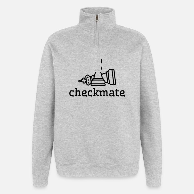 Échec et mat pour gagner - Sweat à zip 1/4 - gris chiné