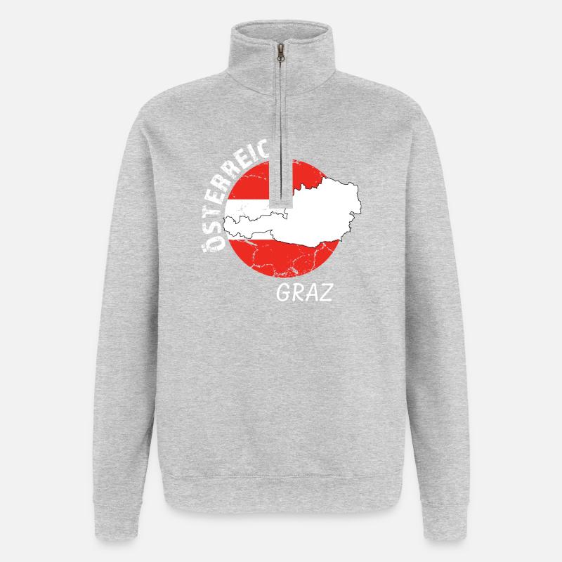 Graz - Sweat à zip 1/4 - gris chiné