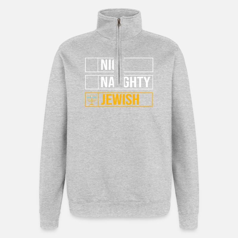 Hanoukka Hanoukka Hanoukka - Sweat à zip 1/4 - gris chiné