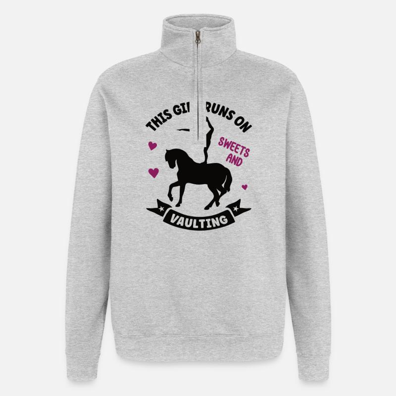 Voltige Chevaux Volti Voltige Saut équestre - Sweat à zip 1/4 - gris chiné