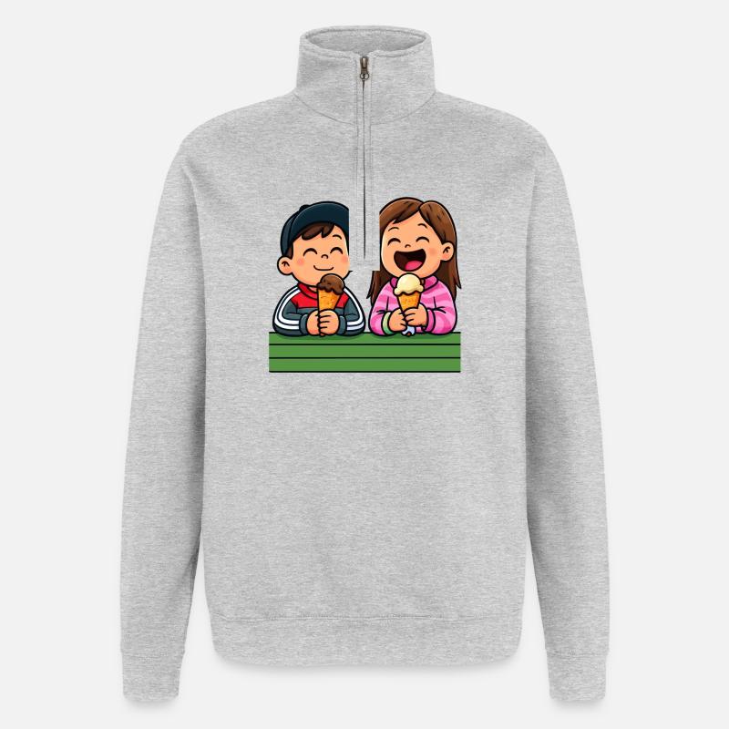 Fröhliche Eiscreme Freunde - Quarter-Zip Sweatshirt - heather grey