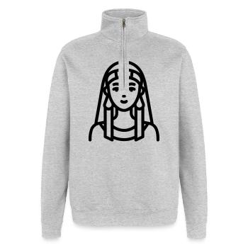 pharaoh - Quarter-Zip Sweatshirt - heather grey - Front - AI Model Female 172 light (172cm) & AI Model Male 178 dark (178cm)