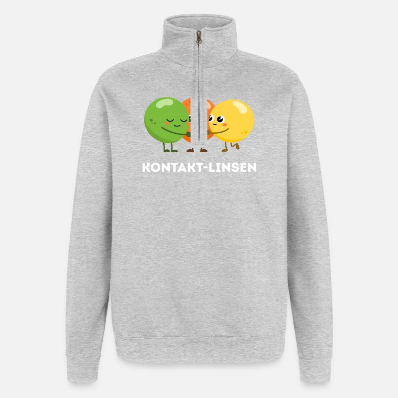 Kontakt-Linsen – Süßer Sprachwitz - Quarter-Zip-Sweatshirt - Grau meliert