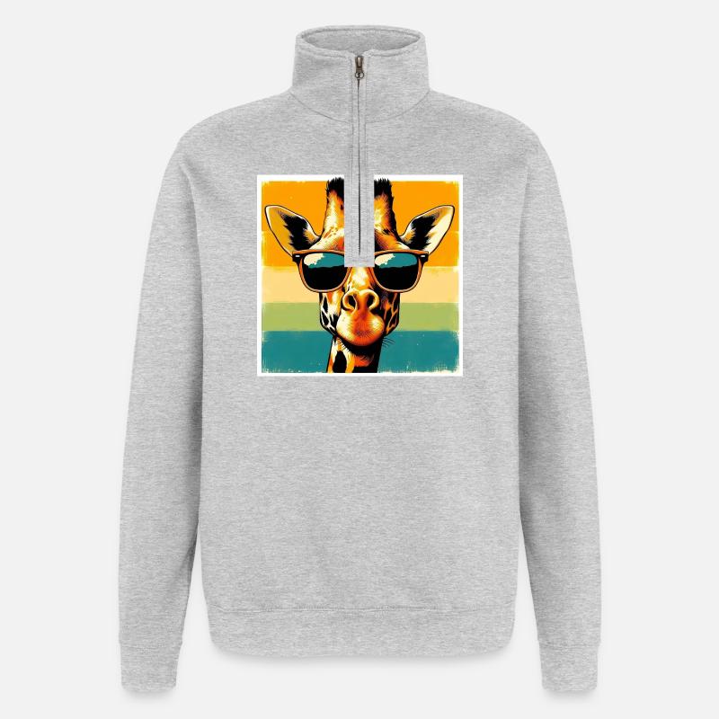 giraffe - Quarter-Zip Sweatshirt - heather grey