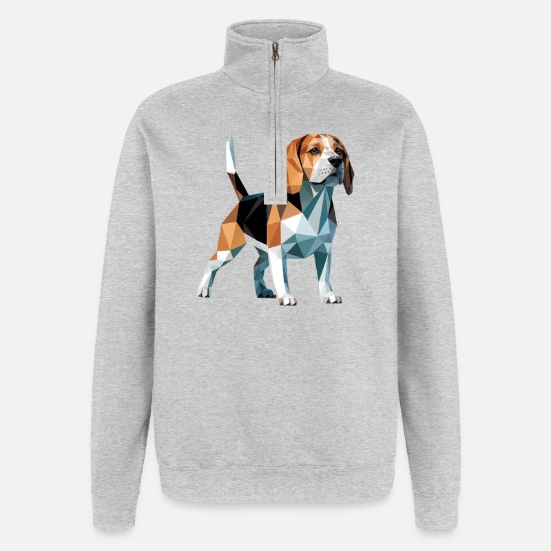 Bulldog - Cool Low Poly Logo - Quarter-Zip Sweatshirt - heather grey
