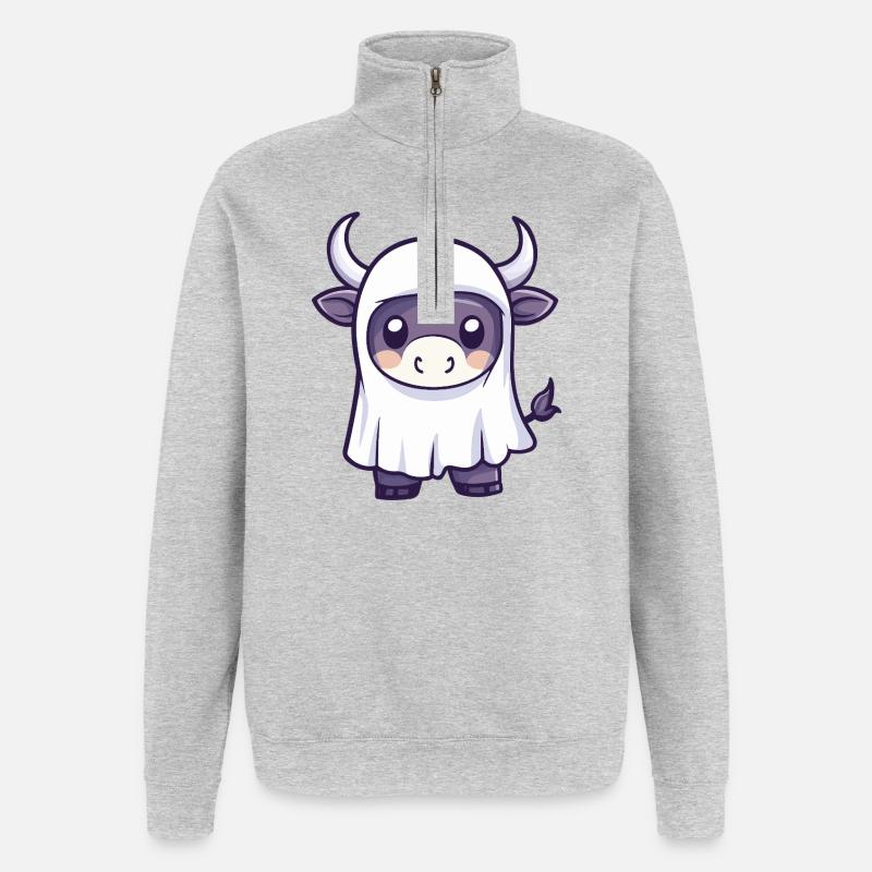 Bull Halloween Ghost - Quarter-Zip Sweatshirt - heather grey