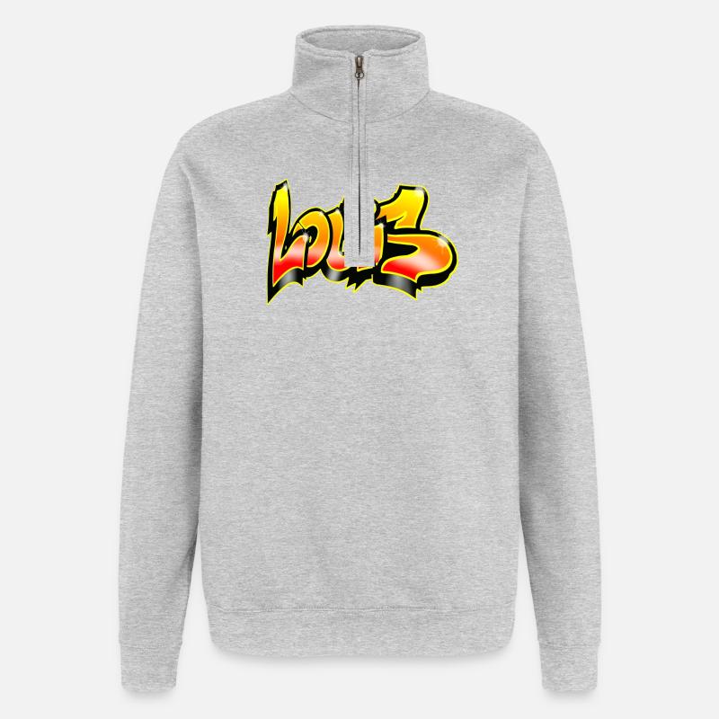 Louis Graffiti Gelb Rot - Quarter-Zip-Sweatshirt - Grau meliert