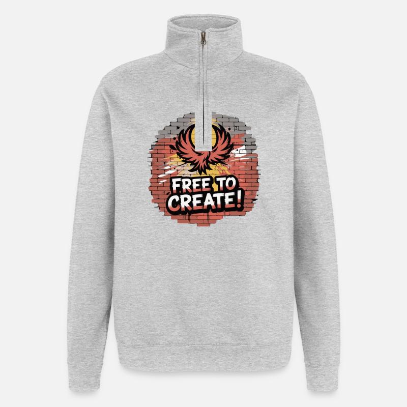 Graffiti Phoenix Gratuit à créer - Sweat à zip 1/4 - gris chiné