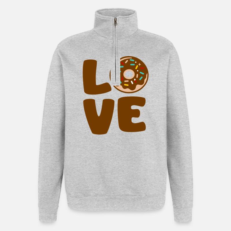 Liebe Donut Typographic Soft - Quarter-Zip-Sweatshirt - Grau meliert